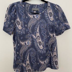 ANTHROPOLOGIE paisley knit shirt - blues/golds